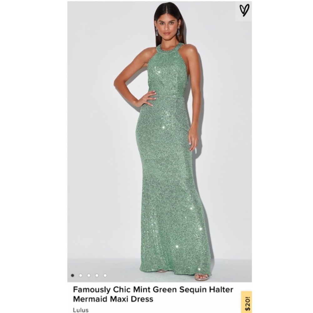 Chic Mint Green Sequin Halter Mermaid Maxi Dress